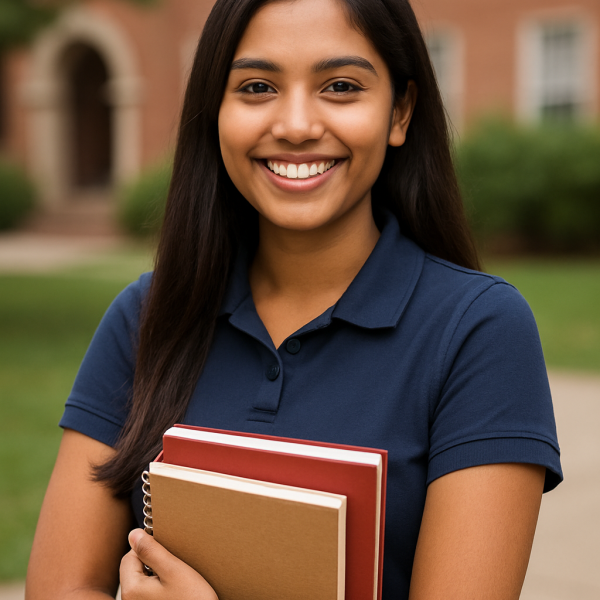 University Campus Portrait with Books